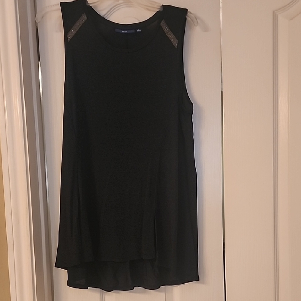 Apt. 9 Black Tank Top with Embellished Shoulders